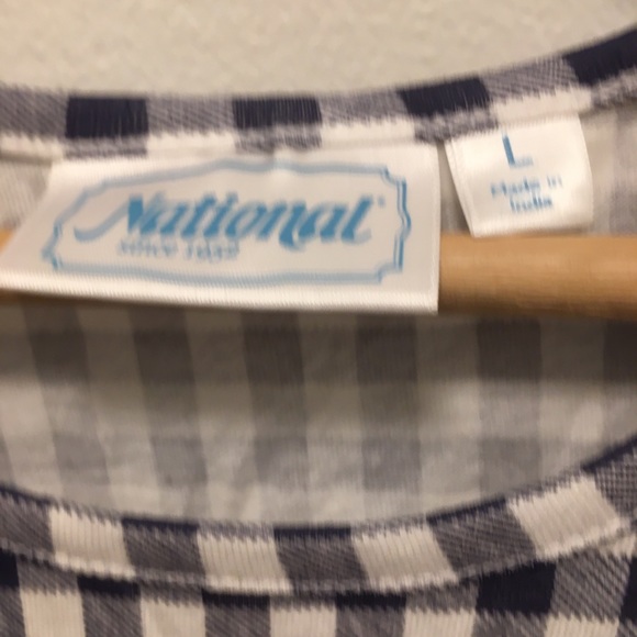 Vintage style National sleeveless drop waist dress size L blue and white - Picture 5 of 5